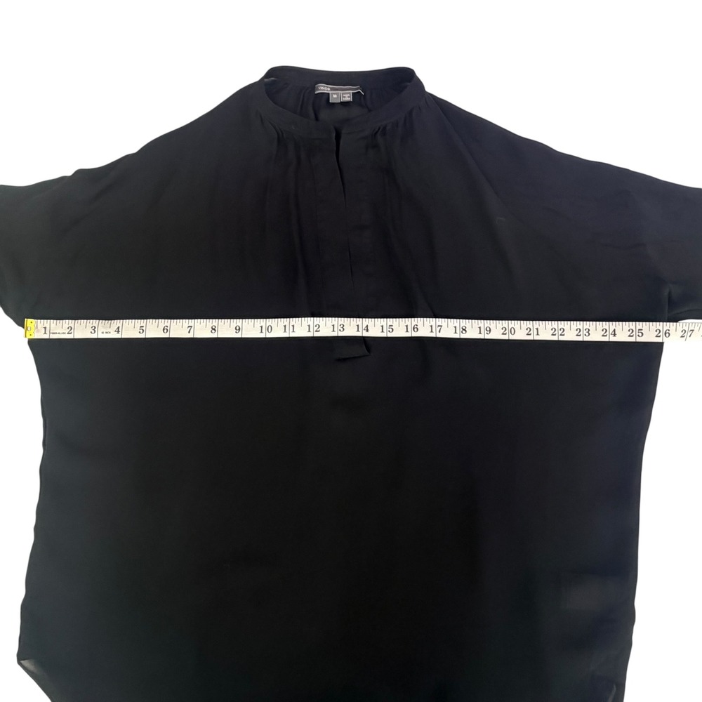Vince 100% Silk Black Tunic Blouse V-Neck Minimalist Chic Quite Luxury Capsule M - Picture 7 of 8